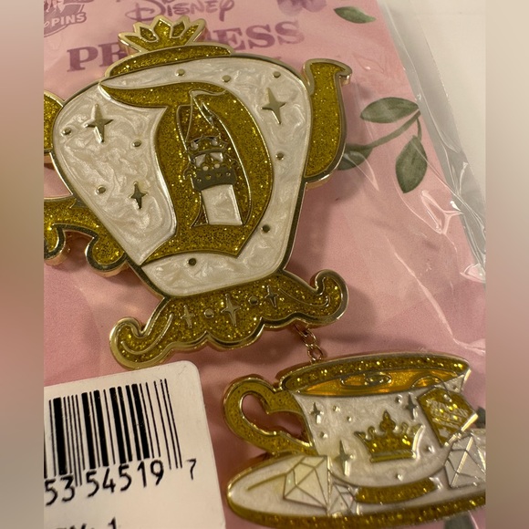 Disneyland Teapot and Teacup Princess Tea Party Gold and White Pin Set NWT - Picture 2 of 5